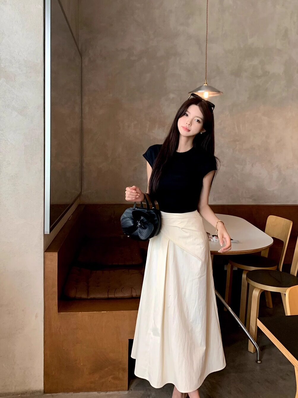 작은 키 허리 명중 Pleat 불규칙 반신 스커트 여름 여성 허리 수축 슬림해 보이는 단어 버전 롱 코트 치마