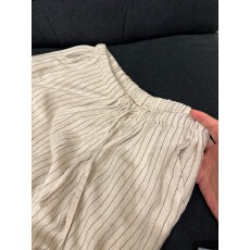 批发松弛感夏季亚麻裤条纹韩系休闲裤松紧腰棉麻裤运动长裤