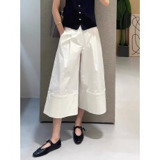 批发慵懒腔调白色七分阔腿裤2026夏季梨形立体裁剪<b class='q'>时尚</b>高腰显瘦<b class='q'>休闲</b>裤