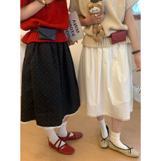 批发韩系休闲风设计感波点半裙女2026春夏季新款休闲减龄百搭中长款裙