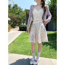 批发少女感碎花褶皱半身裙女2026新款小个子减龄a字裙短裙