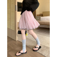 批发荷叶边波点网纱A字半身裙女2026夏季新款<b class='q'>甜美</b>高腰显瘦气质中裙ins