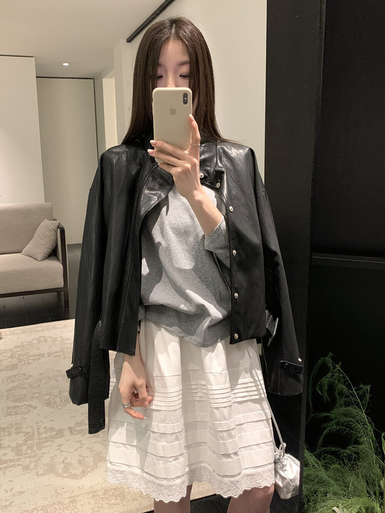 섹션 한 부서 품격 레이스 측면 5 점 스택 층 한 마디 케이크 미니 스커트