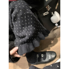 批发提花波点针织半身<b class='q'>裙</b>女冬日木耳边高腰包臀a字<b class='q'>直筒</b>长<b class='q'>裙</b>