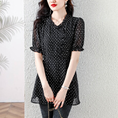 批发实拍新款<b class='q'>大码</b>女装2026夏装衬衫领套头印花中长款宽松胖mm花色短袖