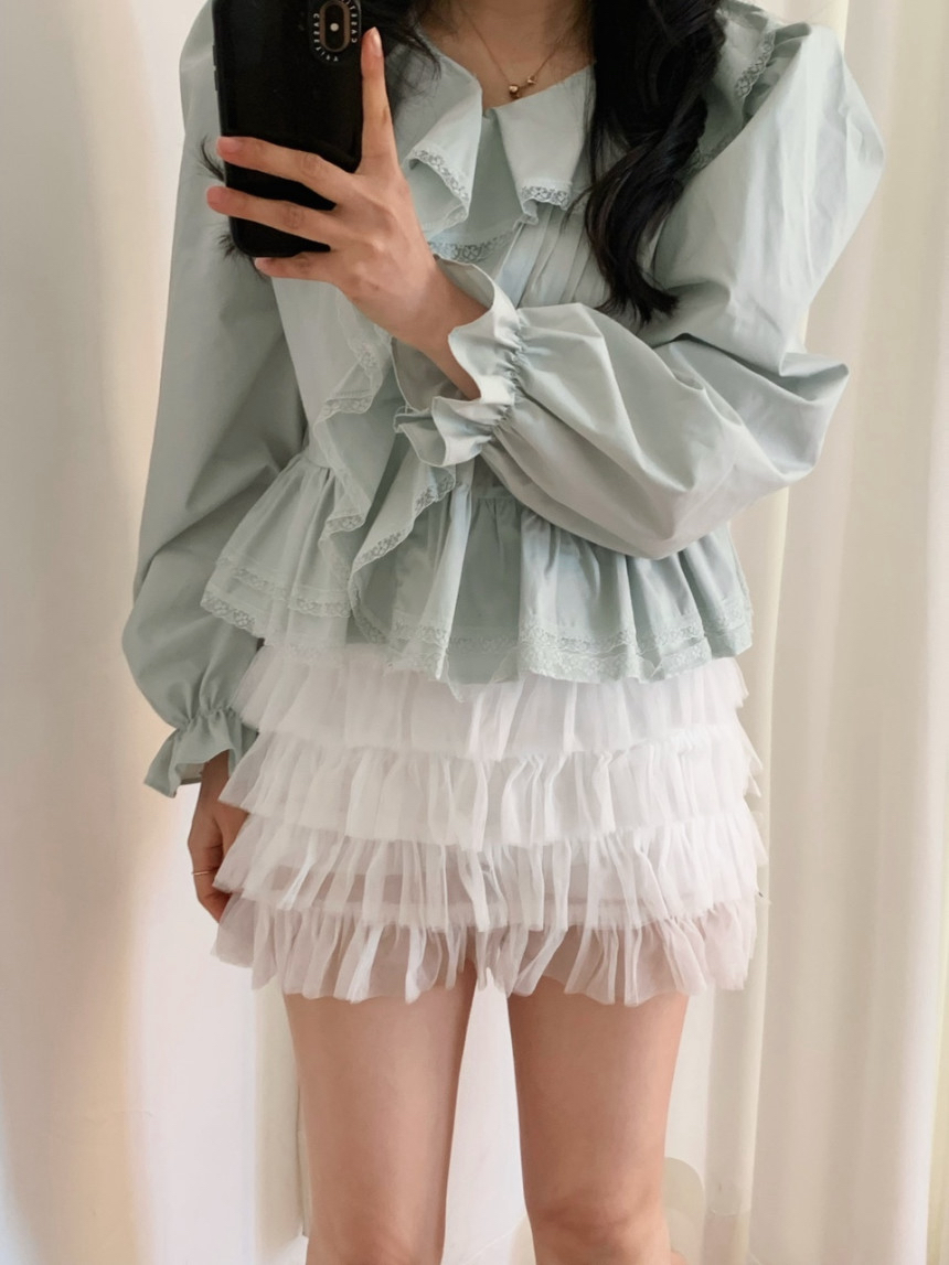 프랑스식 레트로 프릴 품격 다용도 셔츠