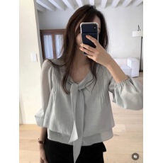 批发小众<b class='q'>气质</b>系带减龄百搭<b class='q'>衬衫</b>