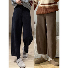 批发毛呢直筒休闲裤女<b class='q'>大码</b>秋款胖妹妹mm宽松显瘦梨形身材哈伦阔腿裤子