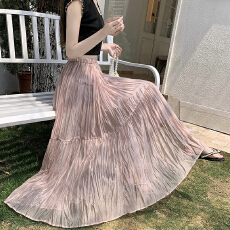 批发2026新款A字大裙摆温柔风超仙中长款纱裙时尚显瘦半身裙长裙女