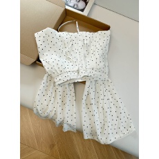 批发波点阔腿裤裙女慵懒风休闲裤夏季薄款垂感宽松直筒长裤子