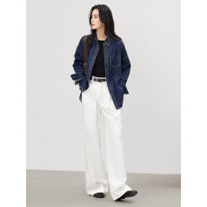 批发【杜鹃同款】对白复古丹宁牛仔衬衫女2026春新款慵懒宽松休闲外套