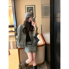 批发<b class='q'>夏</b>诗文 “满天星”全棉重工水洗烫钻宽松廓形短款复古牛仔外套女