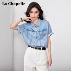 批发官方复古<b class='q'>牛仔</b>短袖衬衫女2026年夏季新款衬衣宽松显瘦<b class='q'>上衣</b>