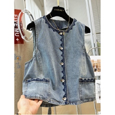 批发时髦洋气复古刺绣短款<b class='q'>牛仔</b>马甲背心外套女春装叠穿外穿无袖<b class='q'>上衣</b>