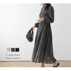 批发日系温柔风<b class='q'>连衣裙</b>女2026春<b class='q'>夏</b>新款V领灯笼袖雪纺长裙<b class='q'>高腰</b>显瘦A字裙