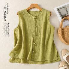 批发实拍棉麻复古新中式马甲宽松百搭背心休闲坎肩上衣马夹