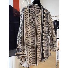 批发印花v领长袖衬衫女新款高级感宽松显瘦通勤上衣