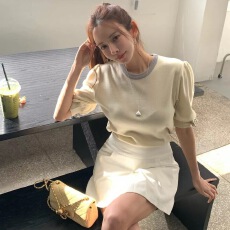 批发<b class='q'>韩国</b>直邮东大门正品代购2026春季 bybomi  蝴蝶结泡泡袖针织衫