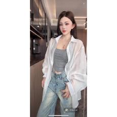 批发韩版慵懒风宽松休闲<b class='q'>防晒衣</b>长袖衬衫外套