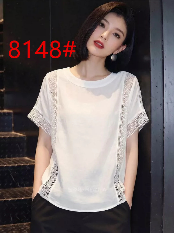 느슨함 센스 빛 요리 한 우아함 바람 화이트 레이스 홀로우 아웃 반팔 맨위 여성 라운드 넥 슬림해 보이는 다용도 디자인 센스 출퇴근