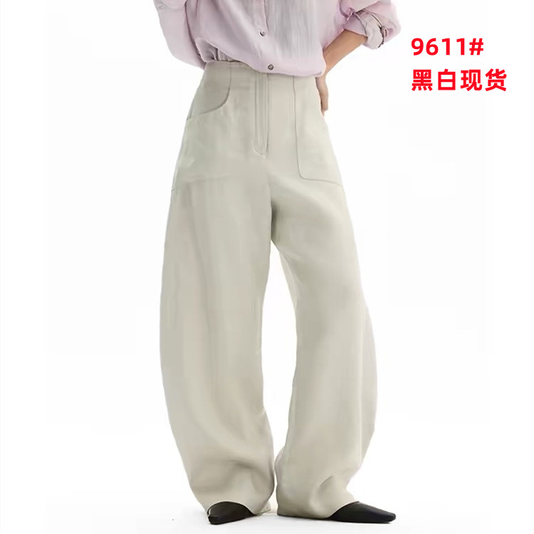 둘째 더 커지다 길다 다리 느슨함 있음 팬 아마 와이드 레그 팬츠 야마모토 바지 여름 얇은 스타일 슬림해 보이는 하이웨이스트 긴 바지 여성