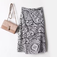 批发品牌折扣店商场专柜撤柜剪标女装尾货高腰桑蚕丝双绉<b class='q'>真丝</b>半身<b class='q'>裙</b>夏