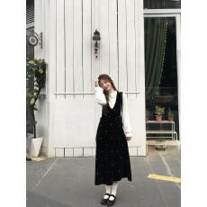 批发半高领打底衫丝绒小个子连衣裙套装