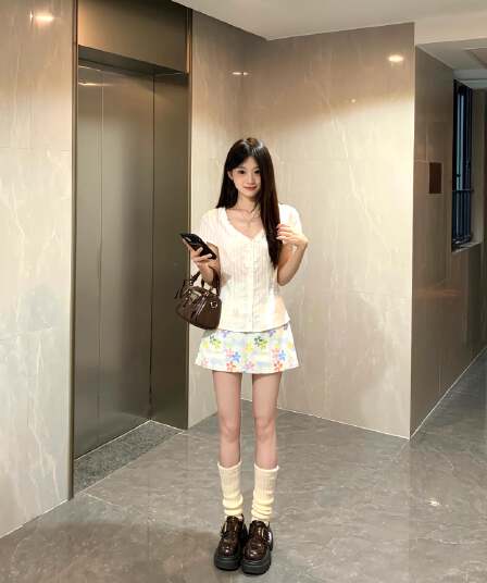 한 부서 자이언트 잘 생긴 프릴 화이트 V넥 반팔 여성 셔츠 여름 새로운 허리 수축 셔츠 맨위