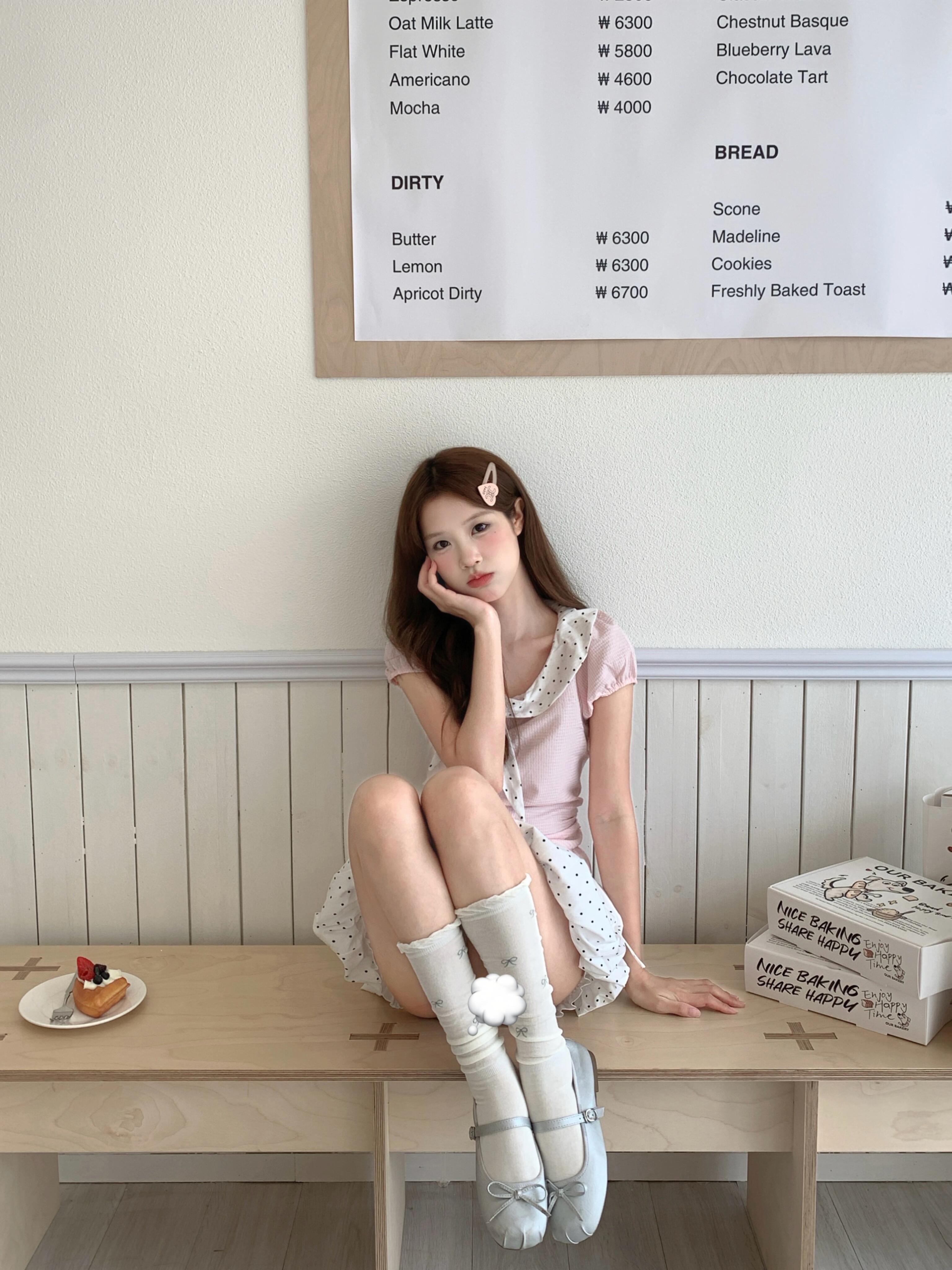여름 달콤함 도트 무늬 나비 매듭 칼라 패치워크 비스듬한 문 襟 몸매 가꾸기 셔츠
