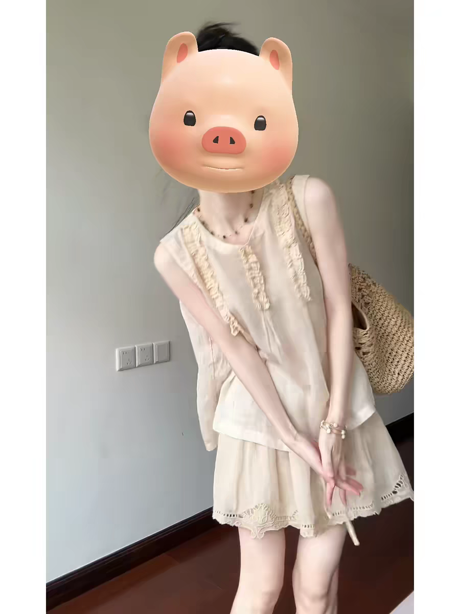 레이스 조끼 미니 스커트 투피스 세트 여름 여름 세트 2026 슈퍼 화재 착용 가져 가라. 전체 집합 고유 한 아름다운 아름다운