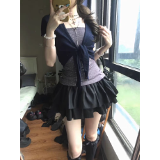 批发美式辣妹风绑带抹胸背心<b class='q'>套装</b>女夏季波点针织吊带显瘦半身裙三件套