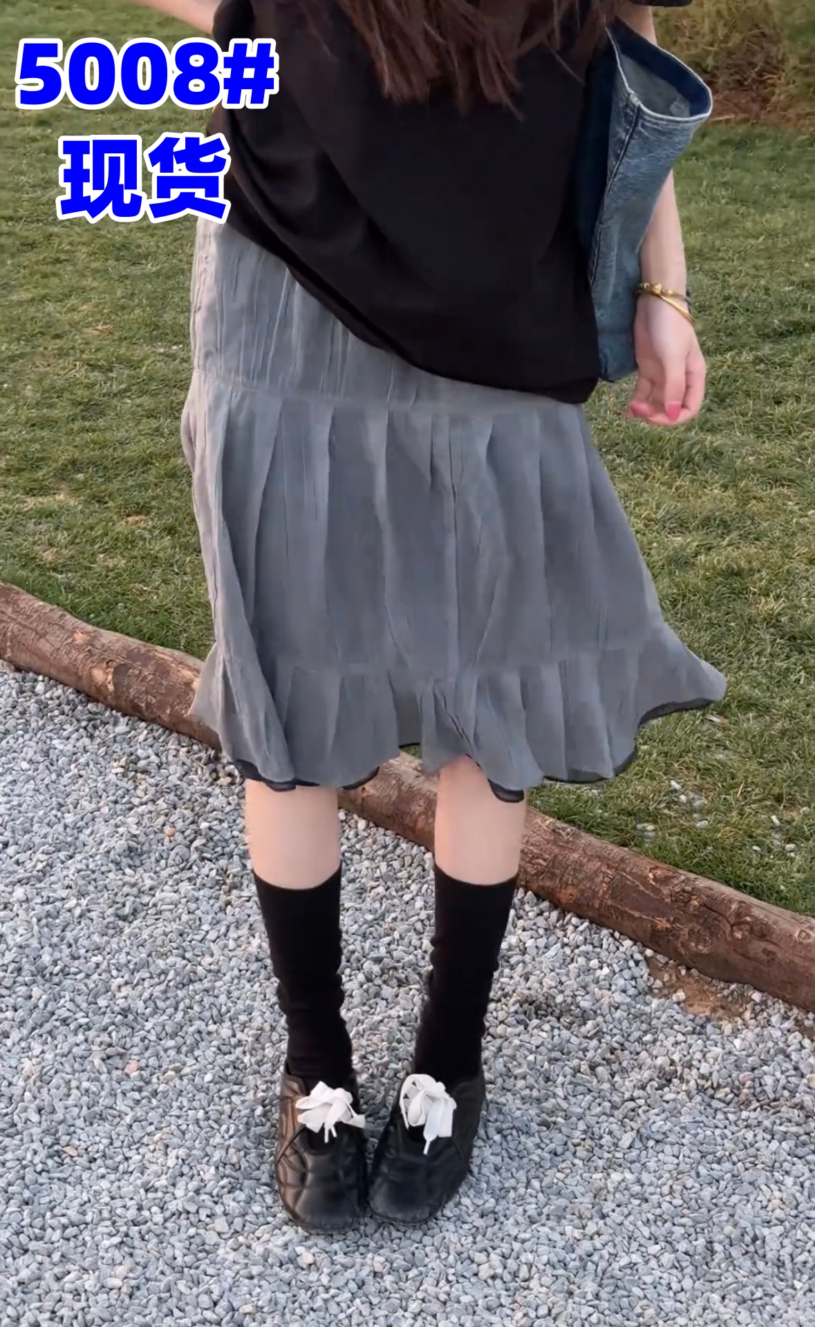 한 부서 봄 신제품 슬림해 보이는 디자인 센스 가짜 두 조각 연꽃 잎 반신 스커트