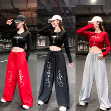 批发实拍 体操服露脐显瘦<b class='q'>爵士舞</b>演出服宽松减龄街舞超酷套装