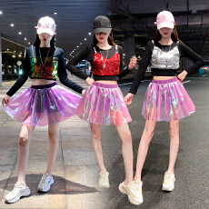 批发实拍 演出服<b class='q'>爵士舞</b>嘻哈亮片模特走秀露脐套装 潮