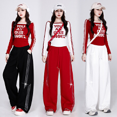 批发实拍 爵士舞<b class='q'>演出服</b>体操服露脐显瘦宽松减龄街舞超酷套装