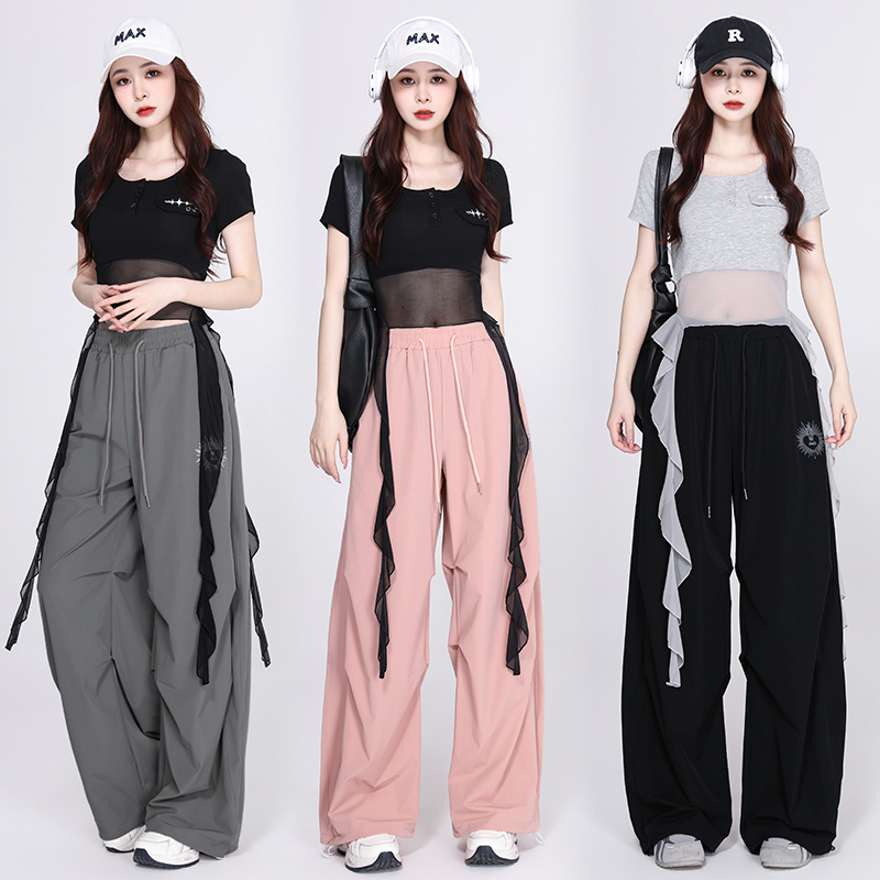 실사 체조 서비스 이슬 뼈의 슬림해 보이는 재즈 댄스 공연 의상 루즈핏 연령 감소 스트리트 댄스 차가운 세트