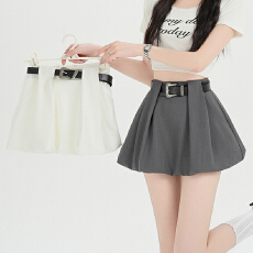 批发实拍2026年春夏新款女松紧腰花苞裙安全裤A字<b class='q'>短</b>裙配腰带半身裙