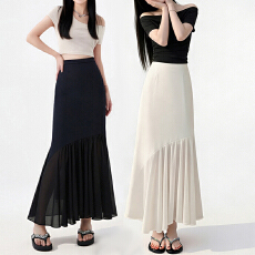 批发2026春夏<b class='q'>新款</b>高级感修身西装半身裙女薄款压褶拼接设计感a字<b class='q'>长裙</b>