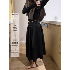 批发Xzz charmingl 挺括蓬蓬<b class='q'>裙</b>女秋冬季极简黑色<b class='q'>伞</b><b class='q'>裙</b>高级感西装半身<b class='q'>裙</b>