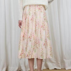 法式复古碎花半身裙女春秋2026新款气质宽松显瘦压褶裙中长裙