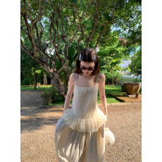 批发le rouge周美美【27号晚8点新品】丝绒蕾丝拼接<b class='q'>吊带</b>灯笼裤套装