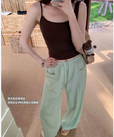 극단적 인 속도 온도 하강 얼음 萃 소다 차가운 바지 94 라이 경기 서울 루즈핏 스트레이트 허리밴드 얇고 가벼운 캐주얼 바지
