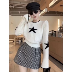 批发五角星提花<b class='q'>针织衫</b>2025秋季新款慵懒风休闲百搭毛衣女显瘦长袖上衣