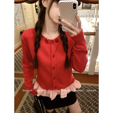 批发钉珠花朵针织衫女<b class='q'>夏</b>季新款慵懒风开衫毛衣复古圆领上衣