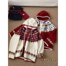 批发加厚款费尔岛提花宽松连帽高级感复古<b class='q'>针织</b><b class='q'>开衫</b>慵懒风百搭显瘦外套