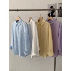 批发东大门2026双色爱心刺绣翻领单排扣长袖中长款薄款衬衫外套上衣