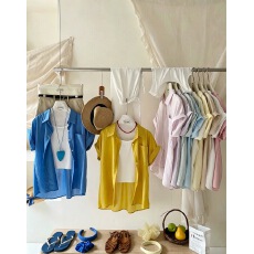 批发东大门韩系简约卷边棉麻短袖衬衫套装女夏少女感配小个子衬衣