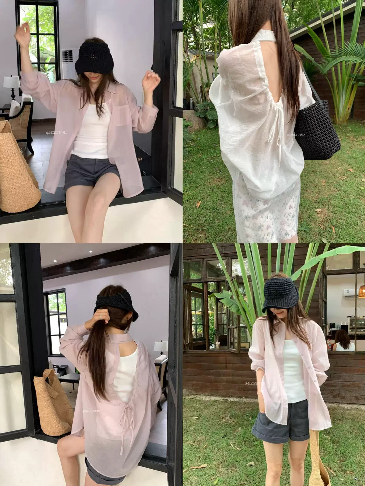 여름 디자인 센스 뒤로 홀로우 아웃 레이스업 작은 여자 품격 다용도 긴팔 자외선 차단 셔츠 조심해. 선상에서 의류