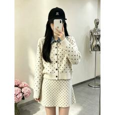 批发法式杏色波点毛衣上衣加<b class='q'>半身裙</b>女二件套气质高腰显瘦<b class='q'>短裙</b>子
