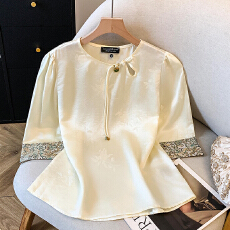 批发新中式<b class='q'>真丝</b>上衣2026夏季新款国风复古盘扣<b class='q'>衬衫</b>高端轻奢桑蚕丝T恤